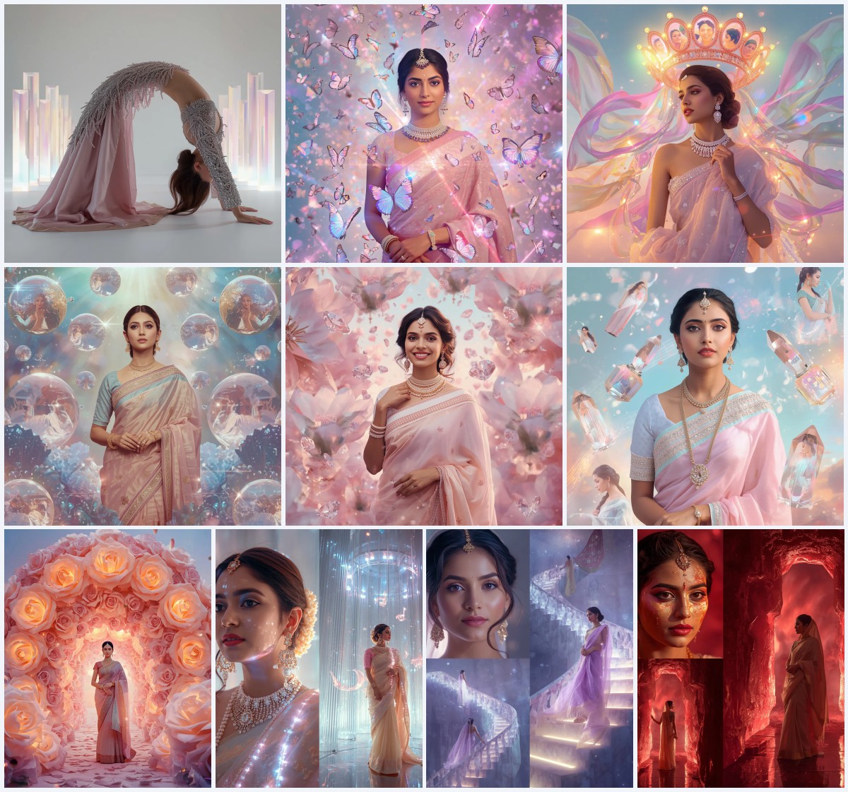 Aesthetic Modern Girl Saree AI Prompts for Contemporary Fashion Shoots | saree prompt generator