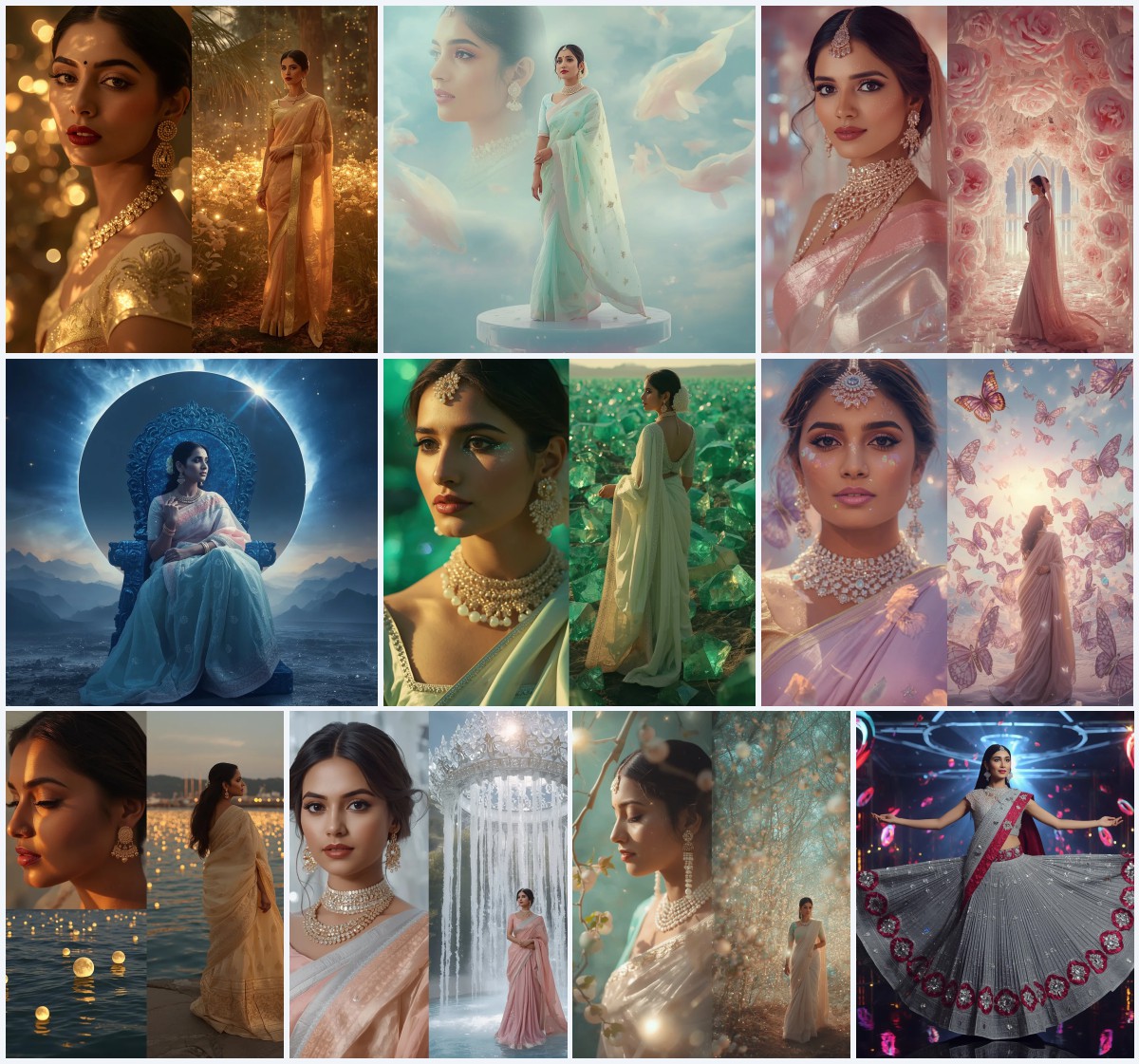 Elegant Youngster Saree AI Prompts for Graceful Studio Portraiture | Trending saree gemini prompt instagram