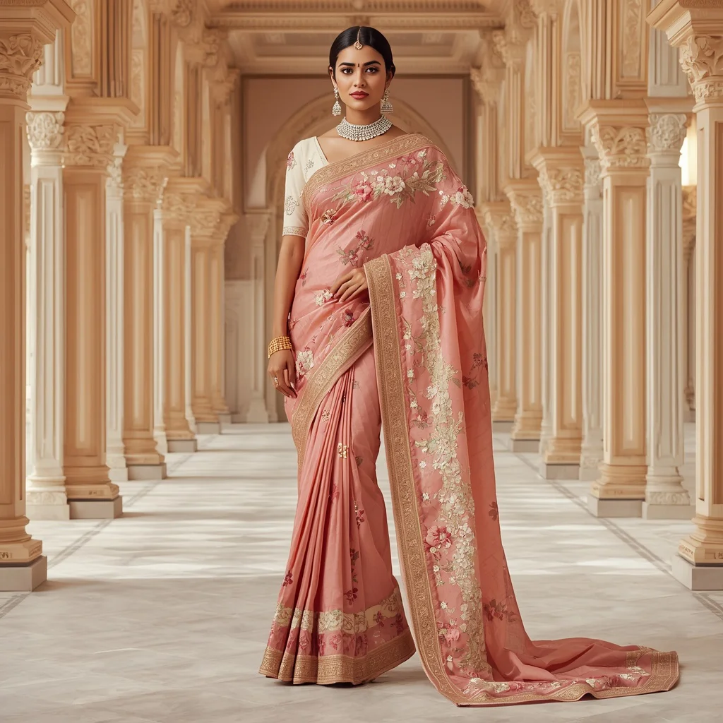 Festive Pastel Saree Crystal Aurora Infinity Palace Luxury Fashion Editorial Masterpiece | prompt seen girl saree ai photo editing free - Top 10 Vintage Charm Saree AI Prompts for Retro Indian Glamour Portraits AI Prompt
