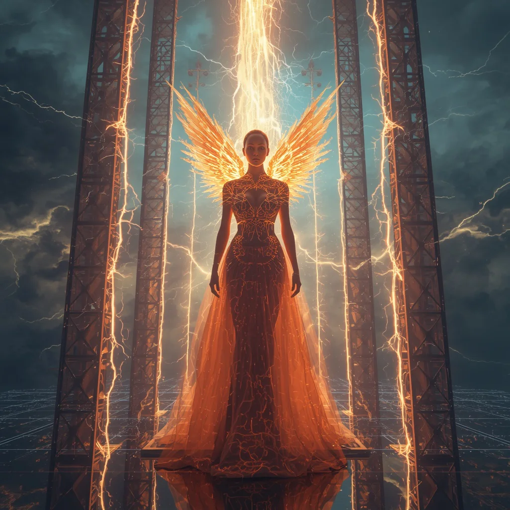 Magnetic Storm Phoenix Saree with Plasma Sky Cathedral Gravity Collapse Nexus Domain Chamber | trending saree gemini prompt in hindi - New 10 Designer Net Saree AI Prompts for Contemporary Fashion Campaigns AI Prompt