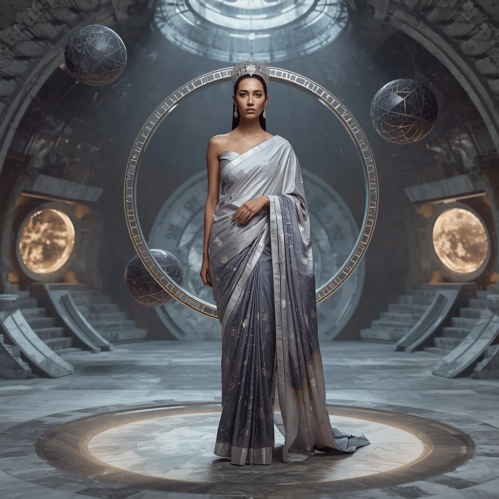 Marble Galaxy Hyper-Omni Eternity Prime Apex Omega ExoGenesis ExoOrbit Crown Cosmic Stone Lattice Saree System | trending, saree gemini prompt - Regal Princess Saree AI Image Prompts for Fairytale-Inspired Artwork AI Prompt